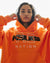 WOMENS  KSUBI X P.E NATION HOODIE SHOCKING ORANGE CROPPED FLEECE