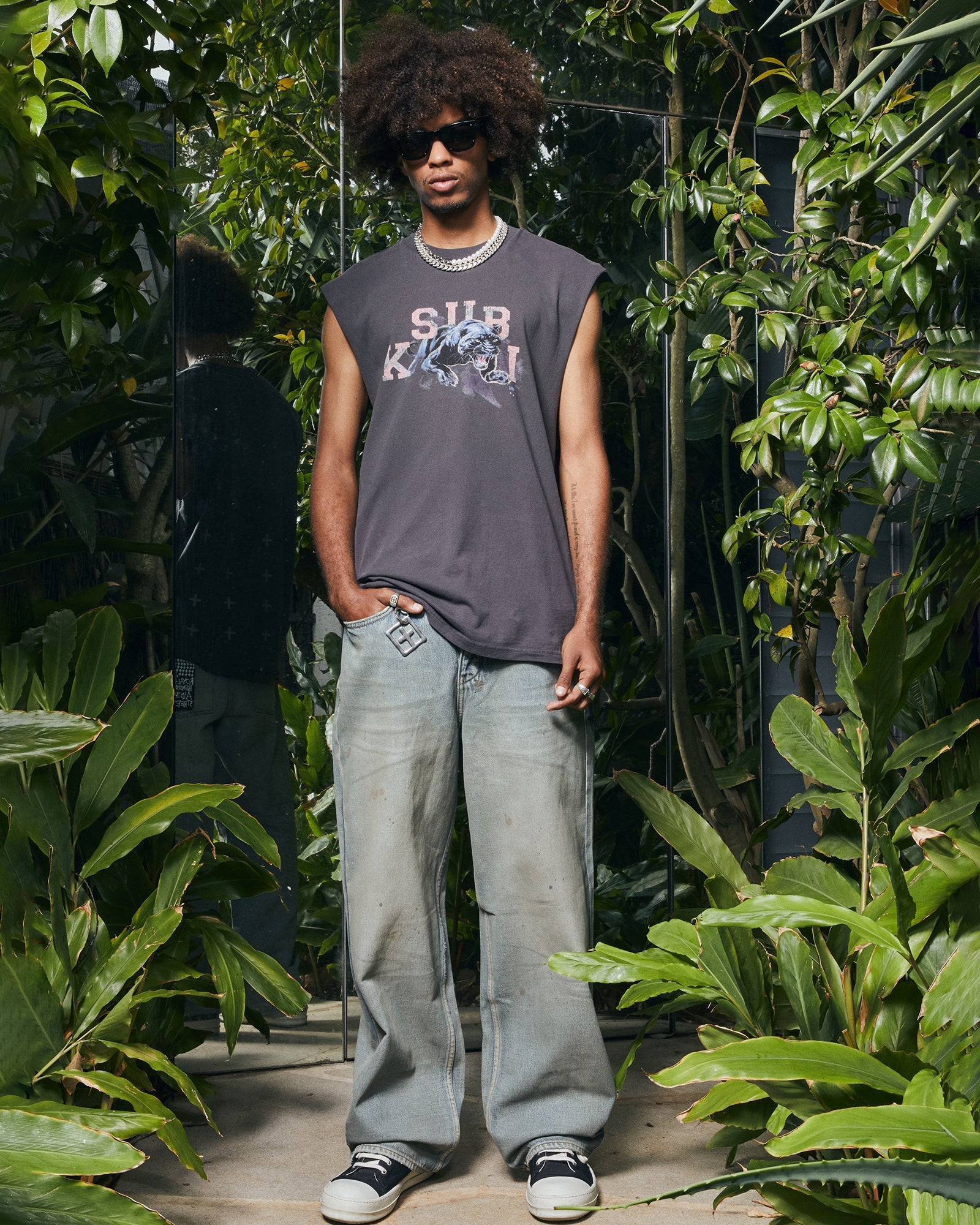 MENS APEX BIGGIE SLASH TEE FADED BLACK OVERSIZED TEES