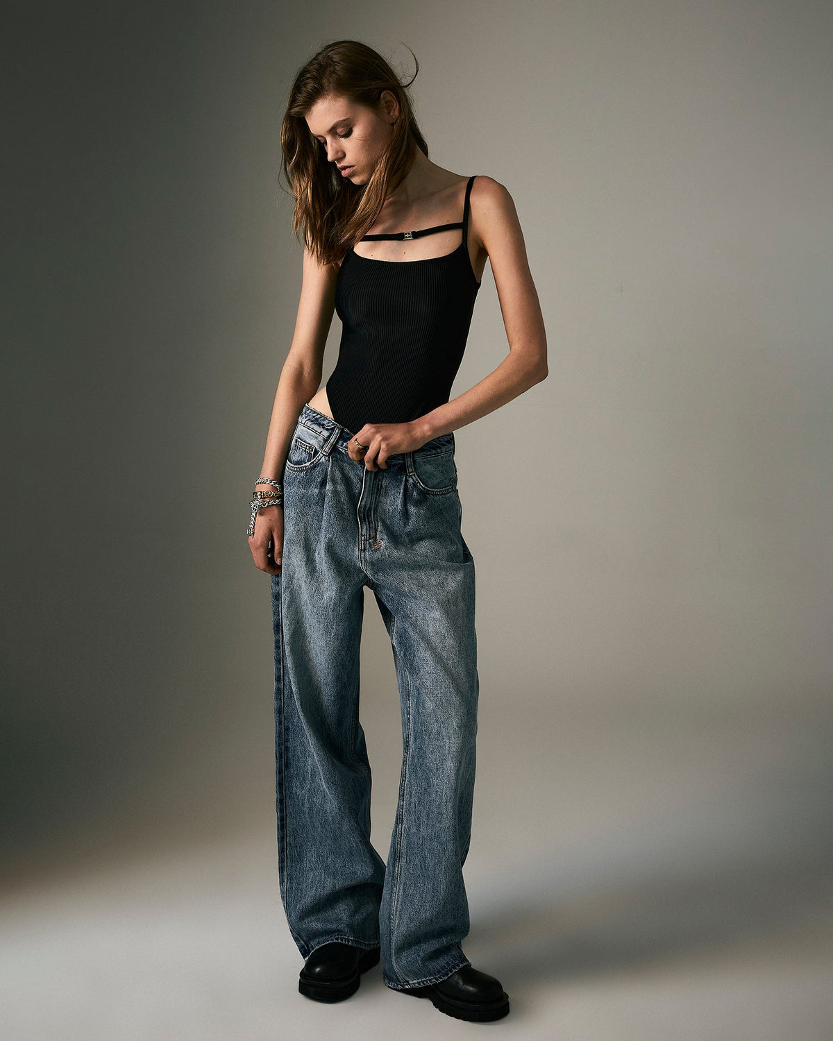 Womens Lo Key Haven Wide Denim Jeans - Denim