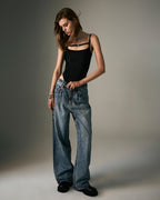 Womens Lo Key Haven Wide Denim Jeans - Denim