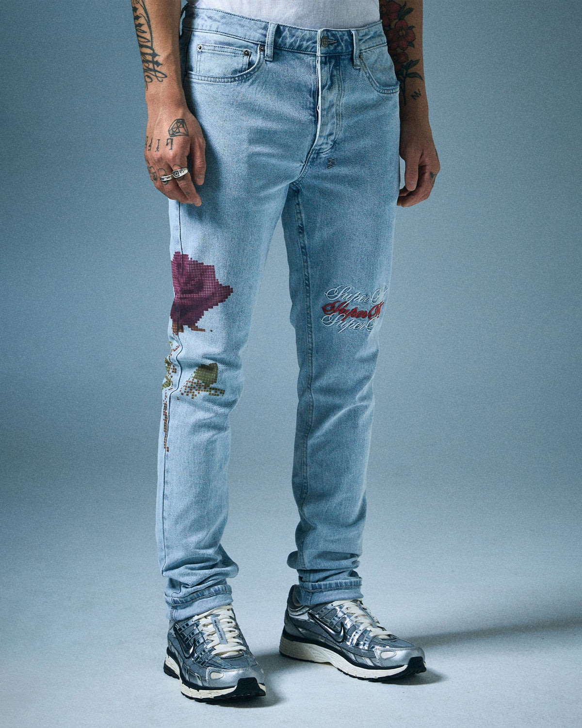 Mens Chitch Pixel Refresh Slim Denim Jeans - Denim