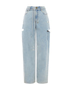 Womens Baggy Jean Rollin Kut Out Baggy Denim Jeans - Denim