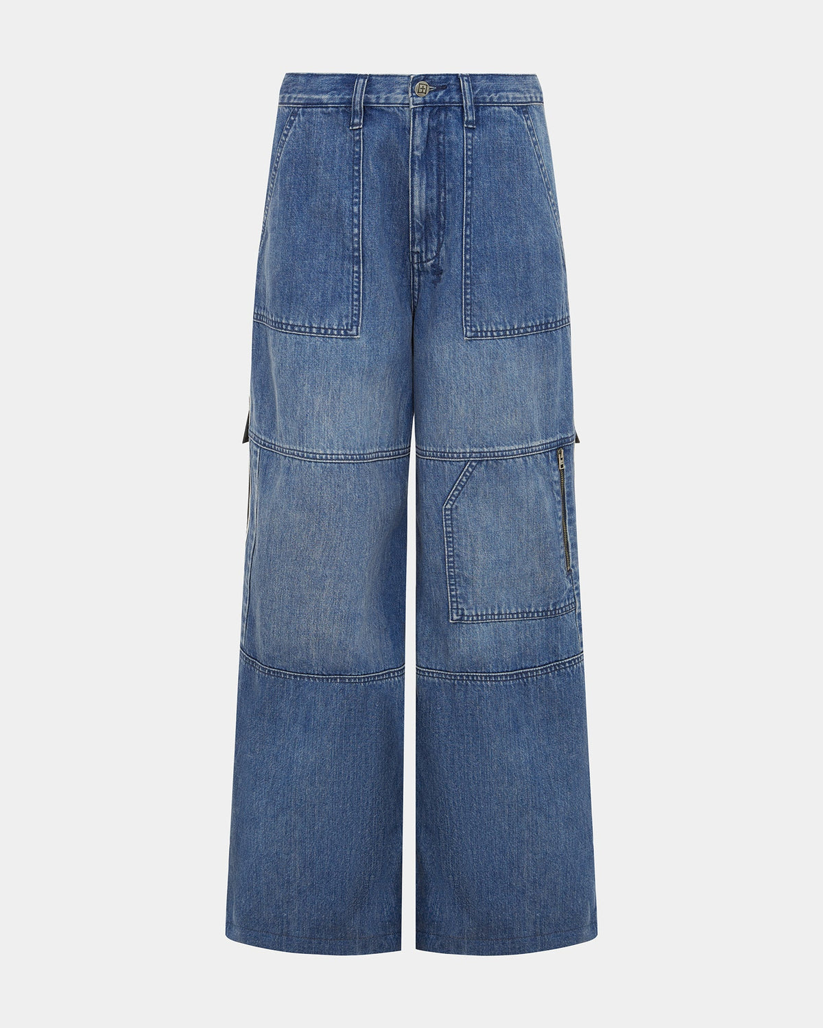 WOMENS BAGGY JEAN NYLON SPLICE DENIM JEANS