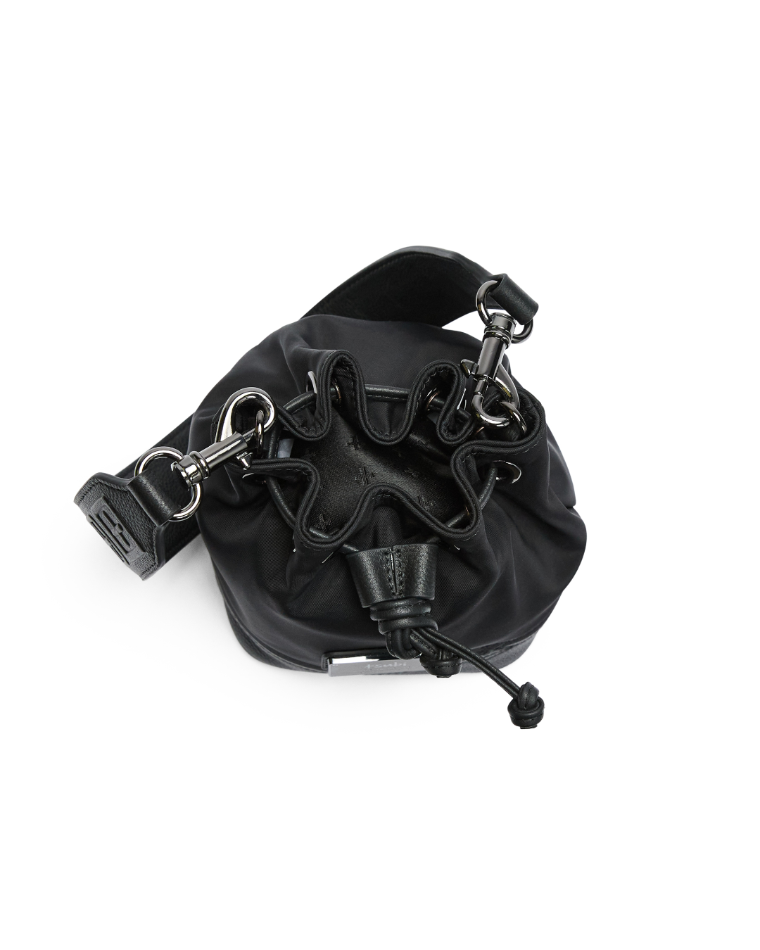 BOX CROSS BUCKET BAG NYLON/LEATHER BLACK