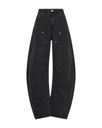 WOMENS BARREL JEAN CARPENTER BLACK DENIM JEANS
