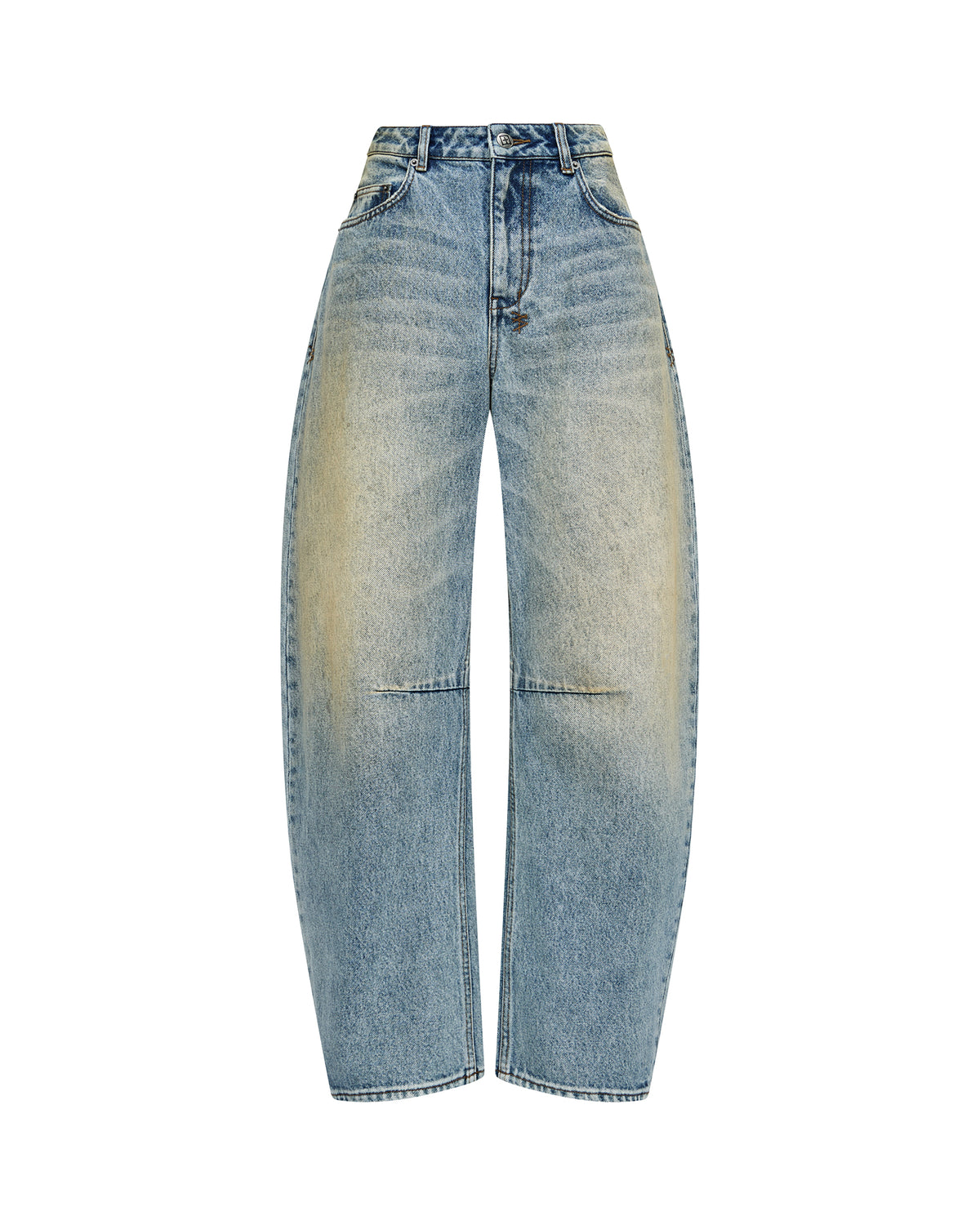 Womens Barrel Jean Field Blue Relaxed Denim Jeans - Denim