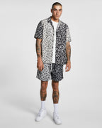Mens Fire Boardshort 2 Tone Black Regular Walkshorts - Black