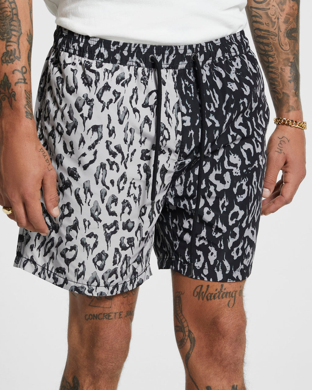 Mens Fire Boardshort 2 Tone Black Regular Walkshorts - Black