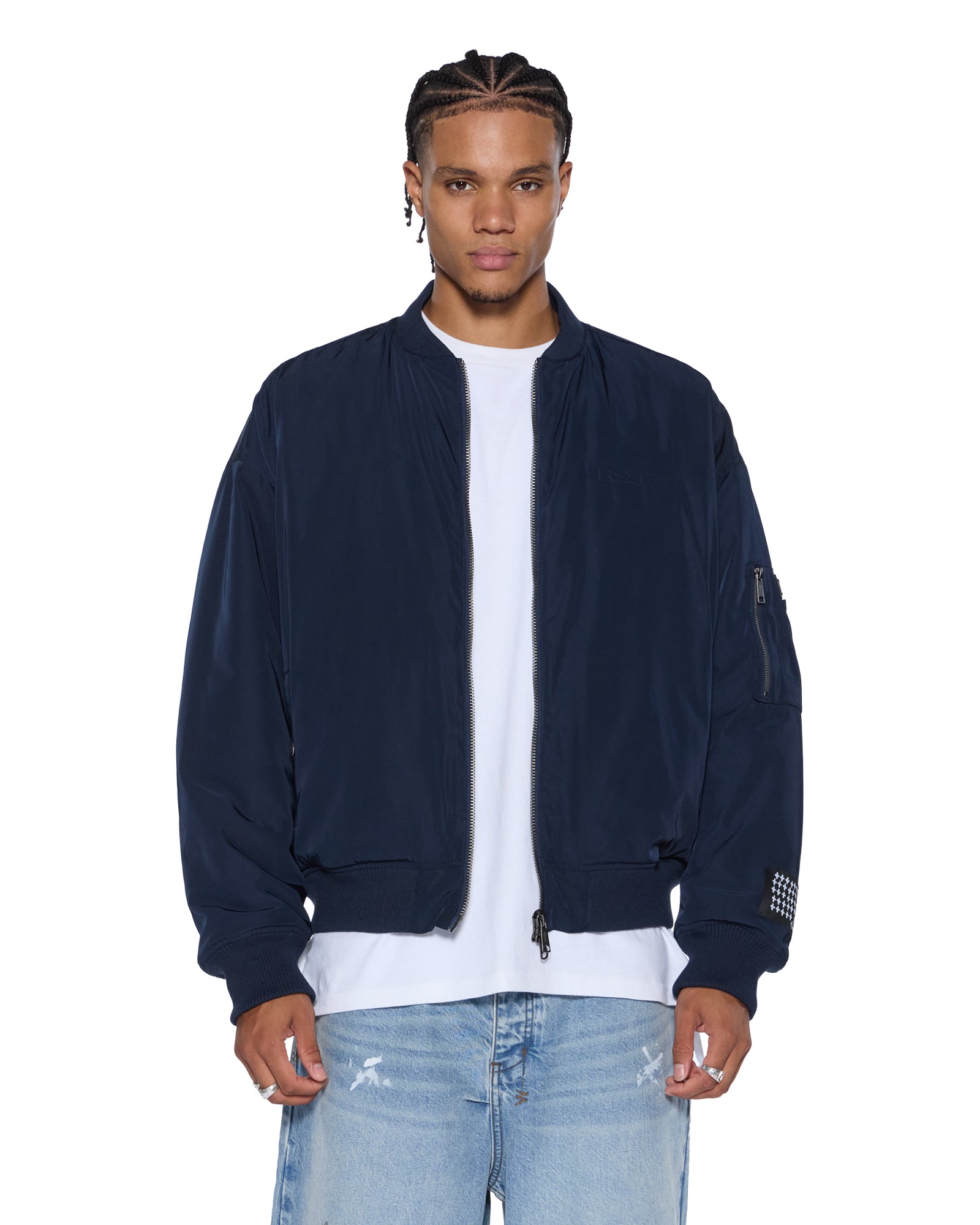 MENS INTRUDER BOMBER JACKET NAVY JACKETS