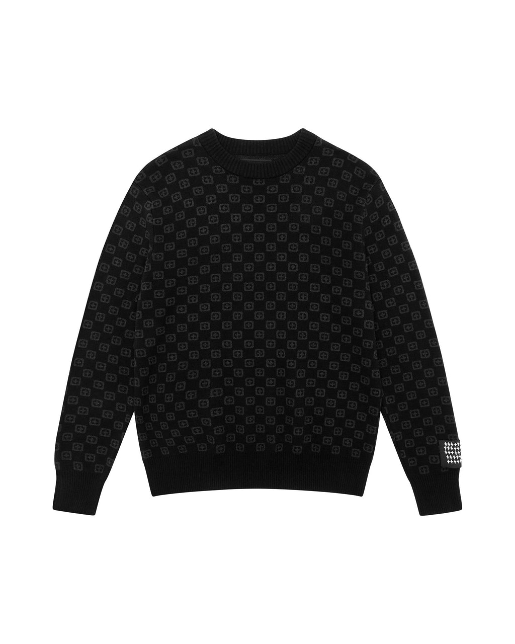 MENS BOX KNIT CREW WASHED BLACK KNITWEAR