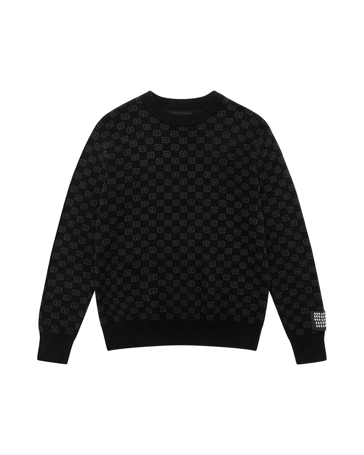 MENS BOX KNIT CREW WASHED BLACK KNITWEAR