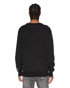 MENS BOX KNIT CREW WASHED BLACK KNITWEAR