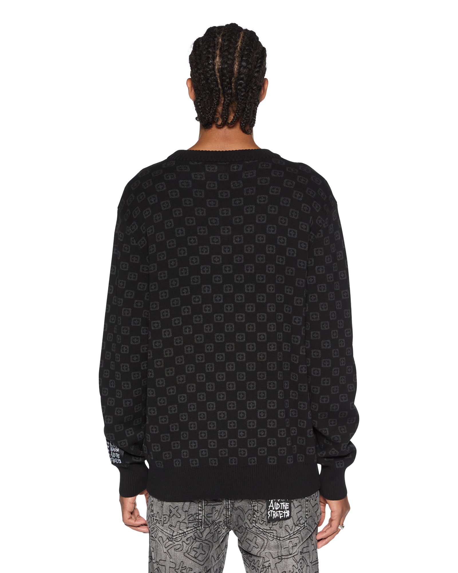 BOX KNIT CREW WASHED BLACK