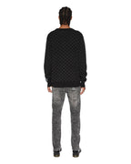 MENS BOX KNIT CREW WASHED BLACK KNITWEAR