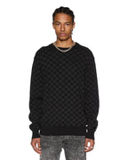 MENS BOX KNIT CREW WASHED BLACK KNITWEAR