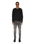 MENS BOX KNIT CREW WASHED BLACK KNITWEAR