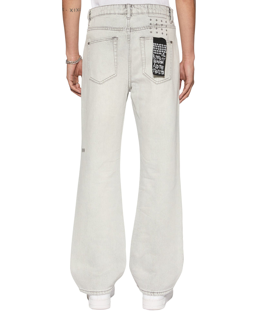 Mens Bronko White Snow Bootcut Denim Jeans - White