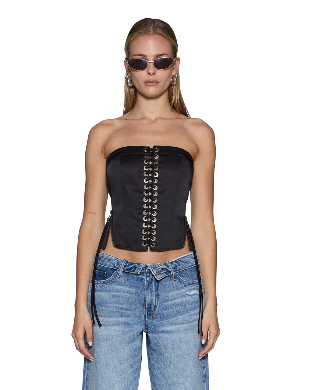 Womens Dutchess Bustier Black Fashion Tops - Black