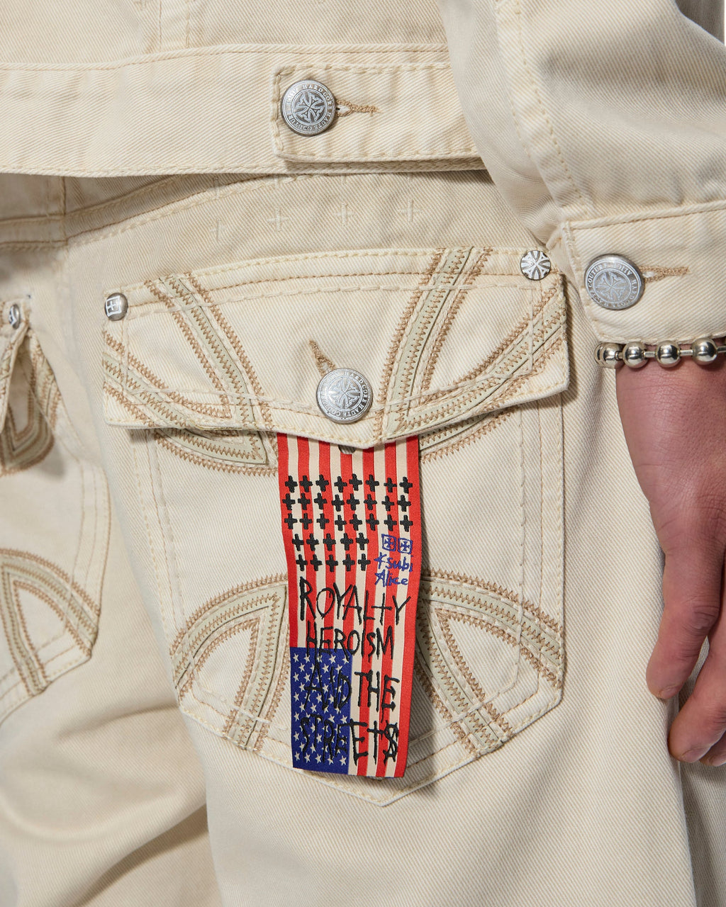 MENS KSUBI X ALICE HOLLYWOOD TORO IVORY DENIM JEANS