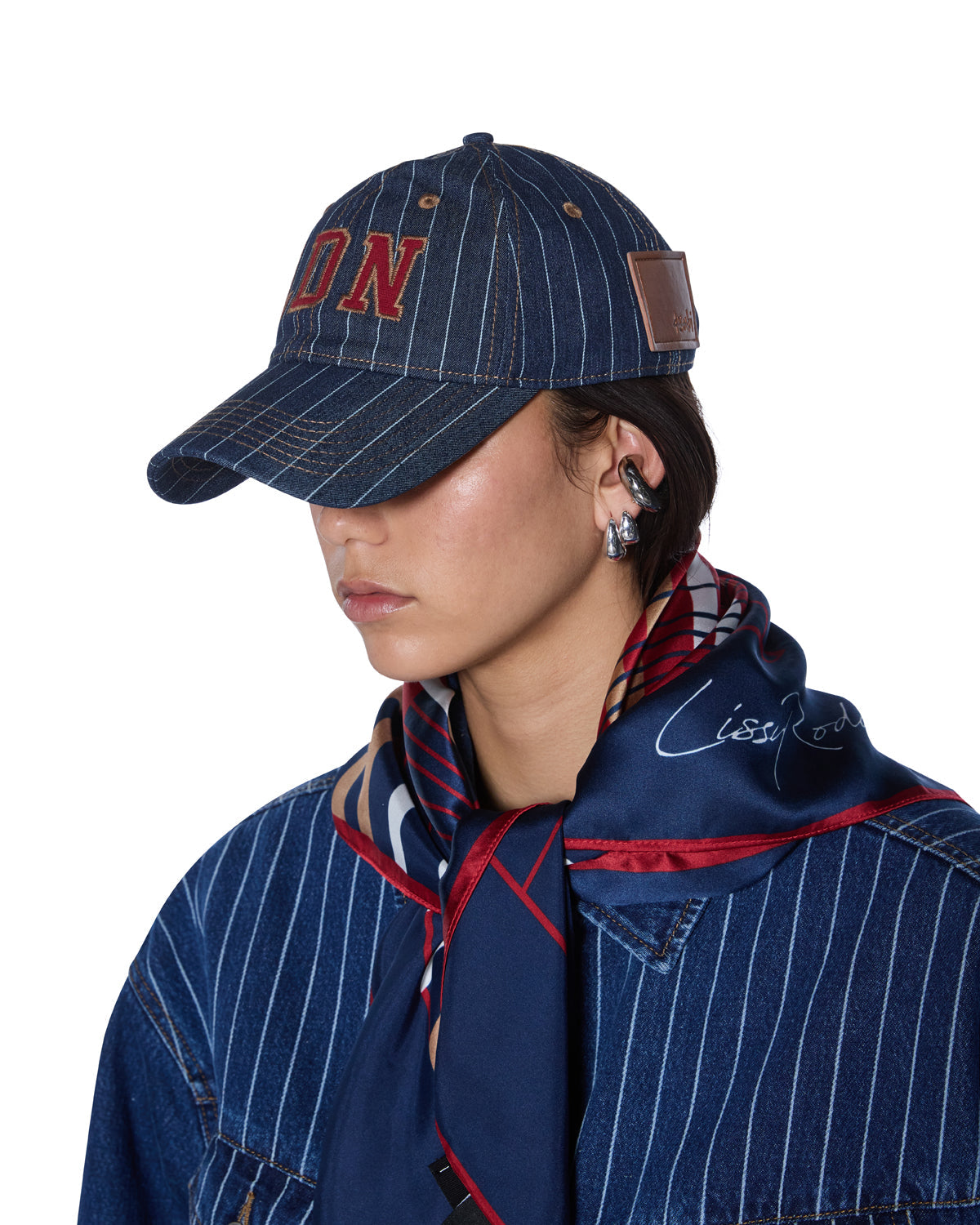 LDN RETRO CAP NAVY PINSTRIPE HEADWEAR