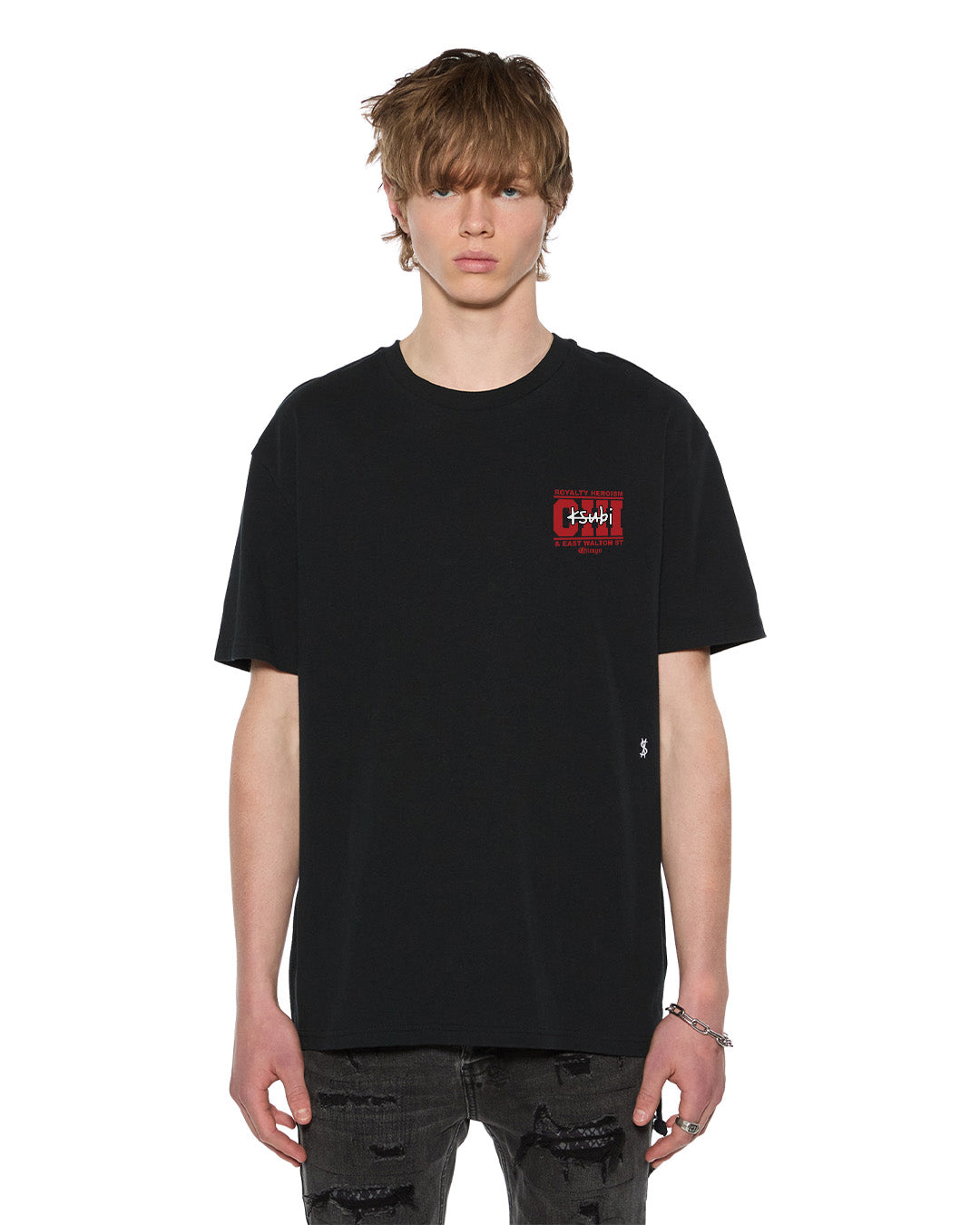 MENS CHICAGO AND THE STREETS SS BIGGIE TEE BLACK OVERSIZED TEES