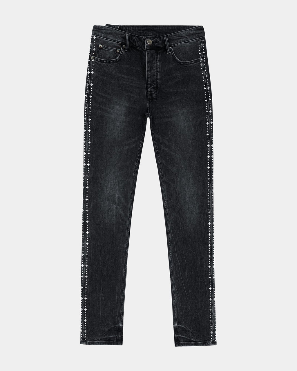 MENS CHITCH METALIK STRIPE BLACK DENIM JEANS