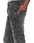 MENS CHITCH STENCIL STITCH WORN GREY DENIM JEANS