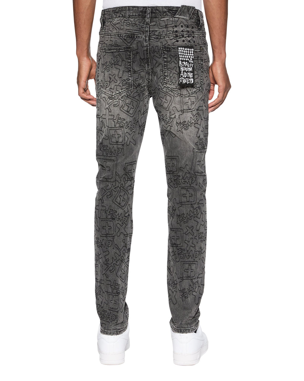 MENS CHITCH STENCIL STITCH WORN GREY DENIM JEANS
