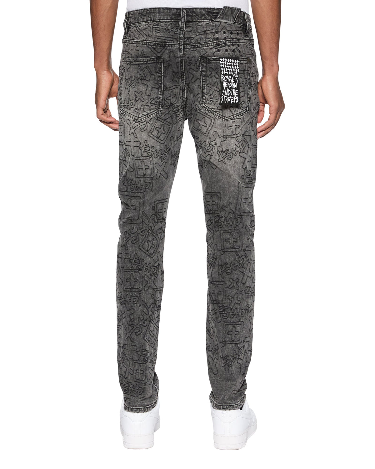 MENS CHITCH STENCIL STITCH WORN GREY DENIM JEANS
