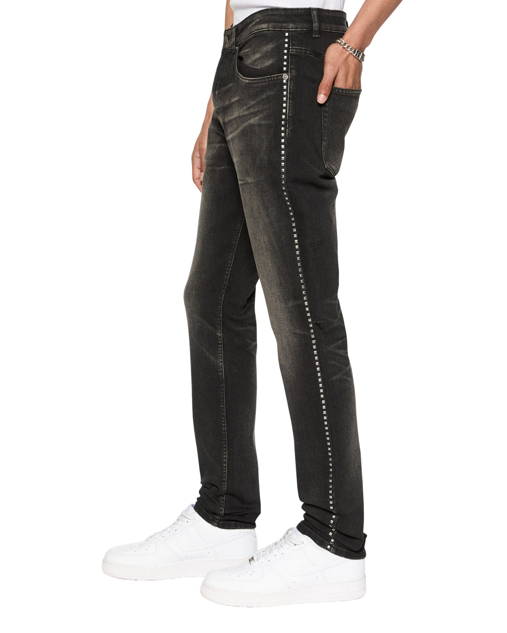 Mens Chitch Tarr Studded Slim Denim Jeans - Black