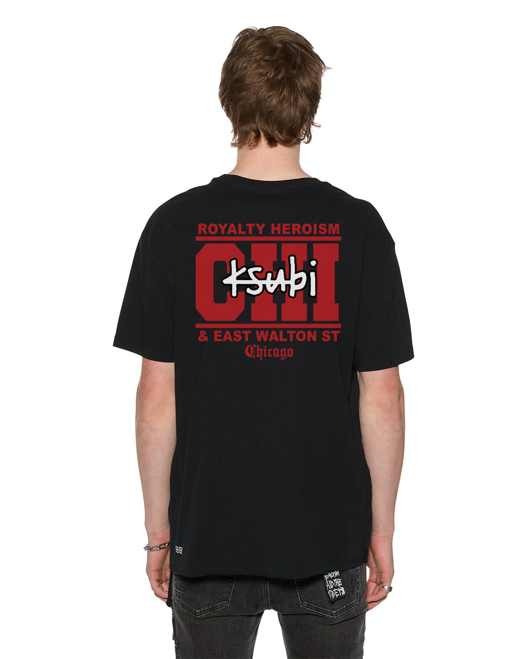 MENS CHICAGO AND THE STREETS SS BIGGIE TEE BLACK OVERSIZED TEES