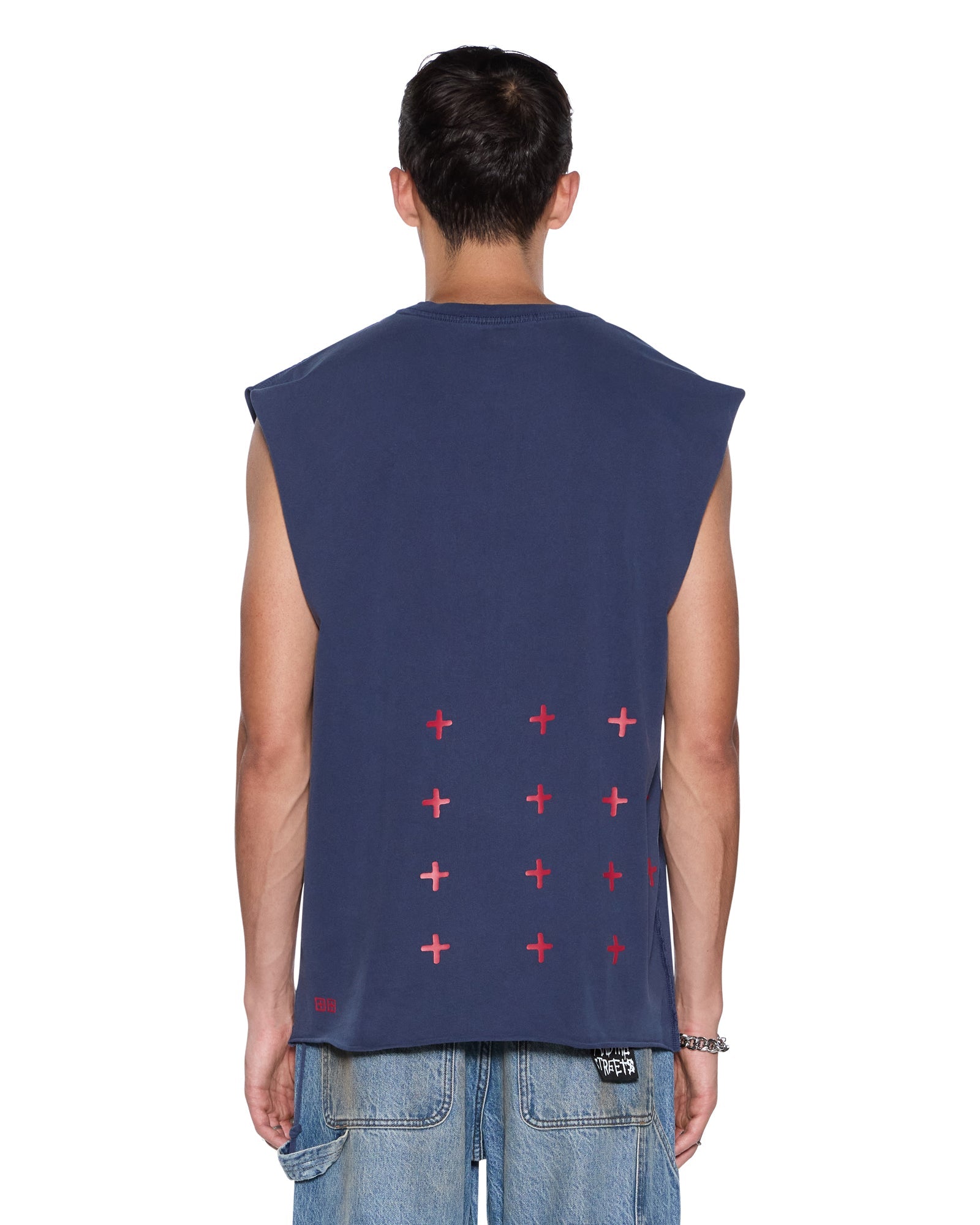 MENS  KINGDOM CUT OFF BIGGIE DEEP BLUE REGULAR TEES