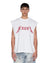 MENS  LINE UP EKCESS CUT OFF TEE WHITE/RED OVERSIZED TEES