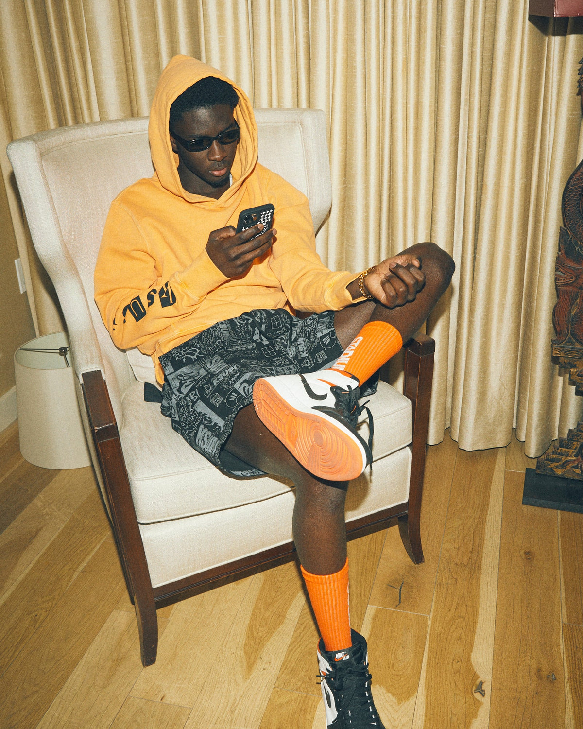 Mens Devil Kash Hoodie Ember Regular Fleece - Orange