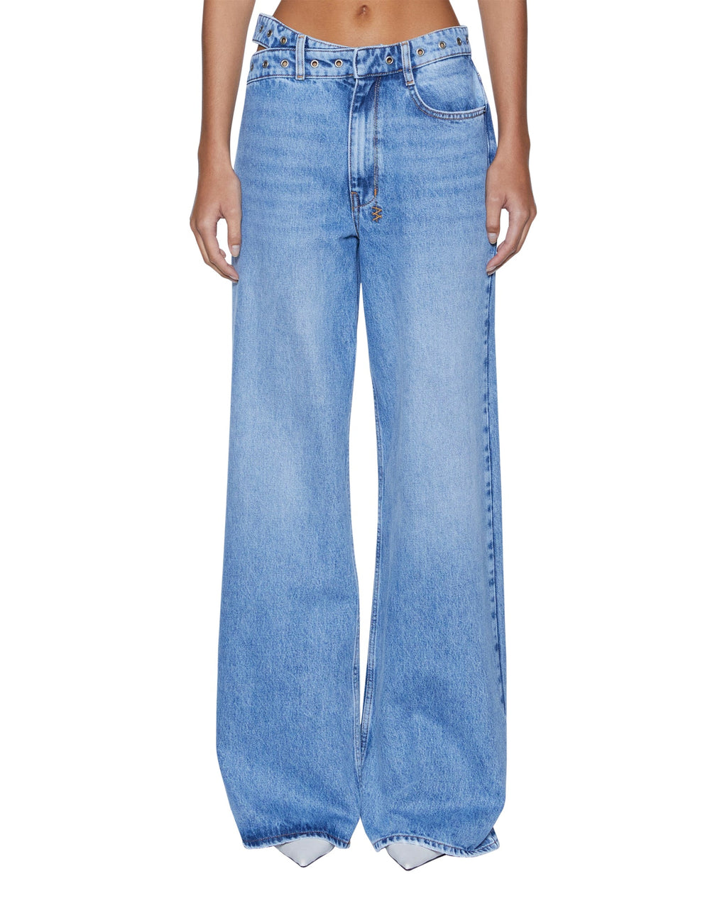 Womens Strider Dettached Belted Chroma Wide Denim Jeans - Denim