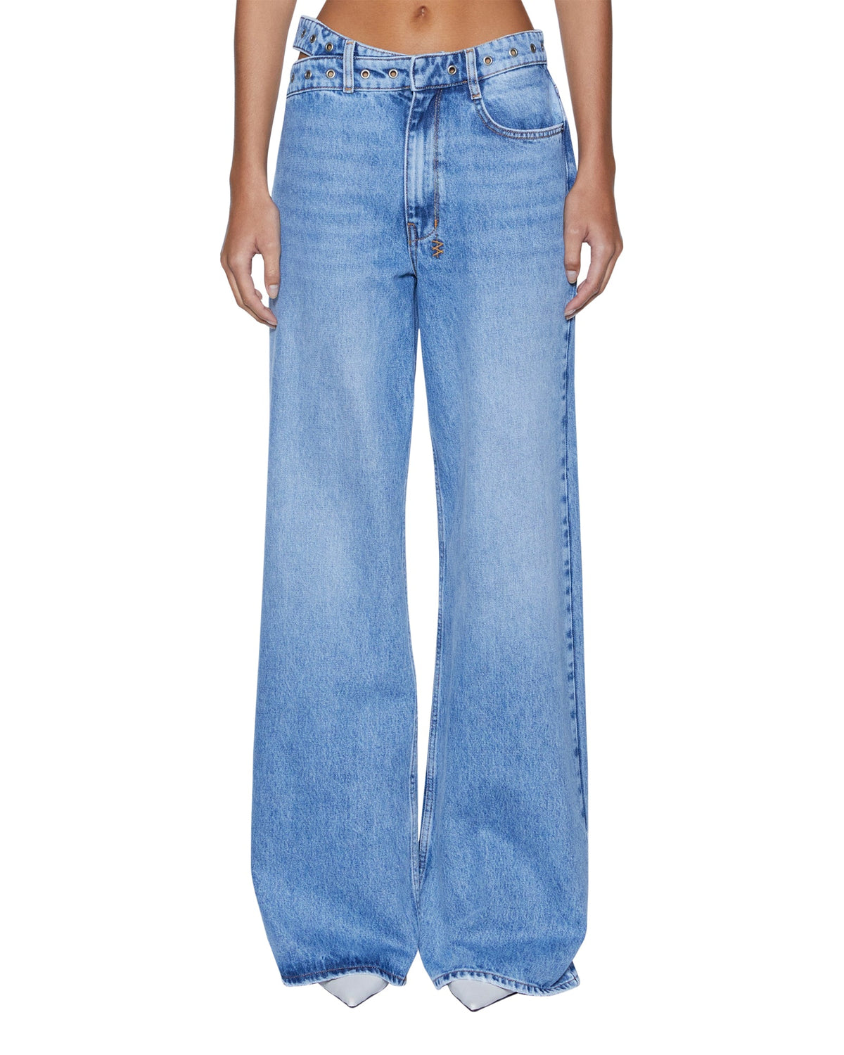 Womens Strider Dettached Belted Chroma Wide Denim Jeans - Denim