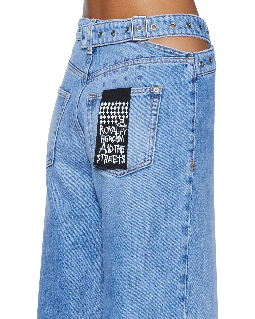 Womens Strider Dettached Belted Chroma Wide Denim Jeans - Denim