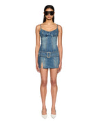 WOMENS DAUPHINE BELTED MINI AGED DRESSES