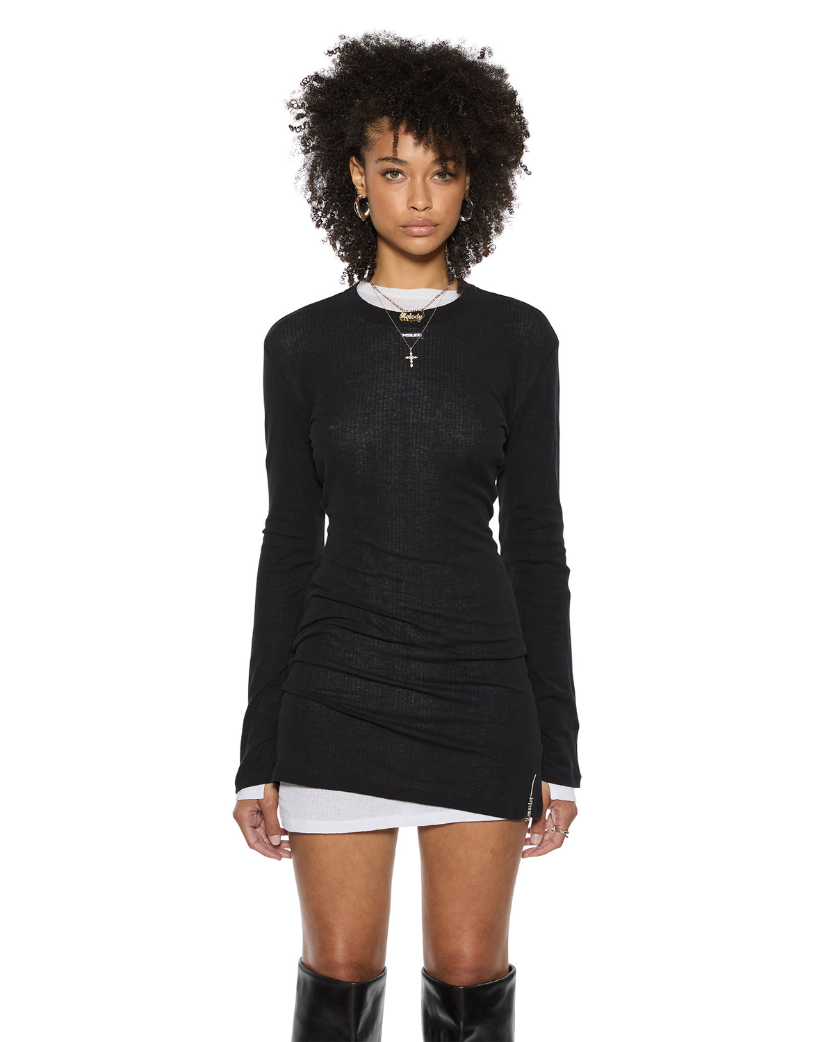 CRAWFORD LS MINI DRESS BLACK