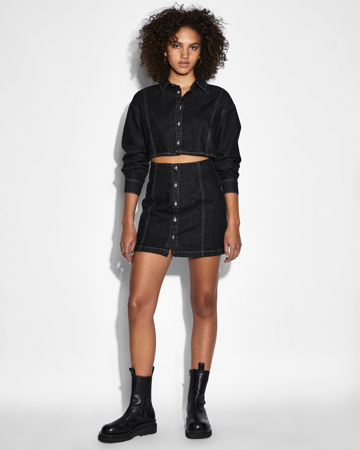 WOMENS CUTOUT SHIRT DRESS MIDNIGHT DRESSES