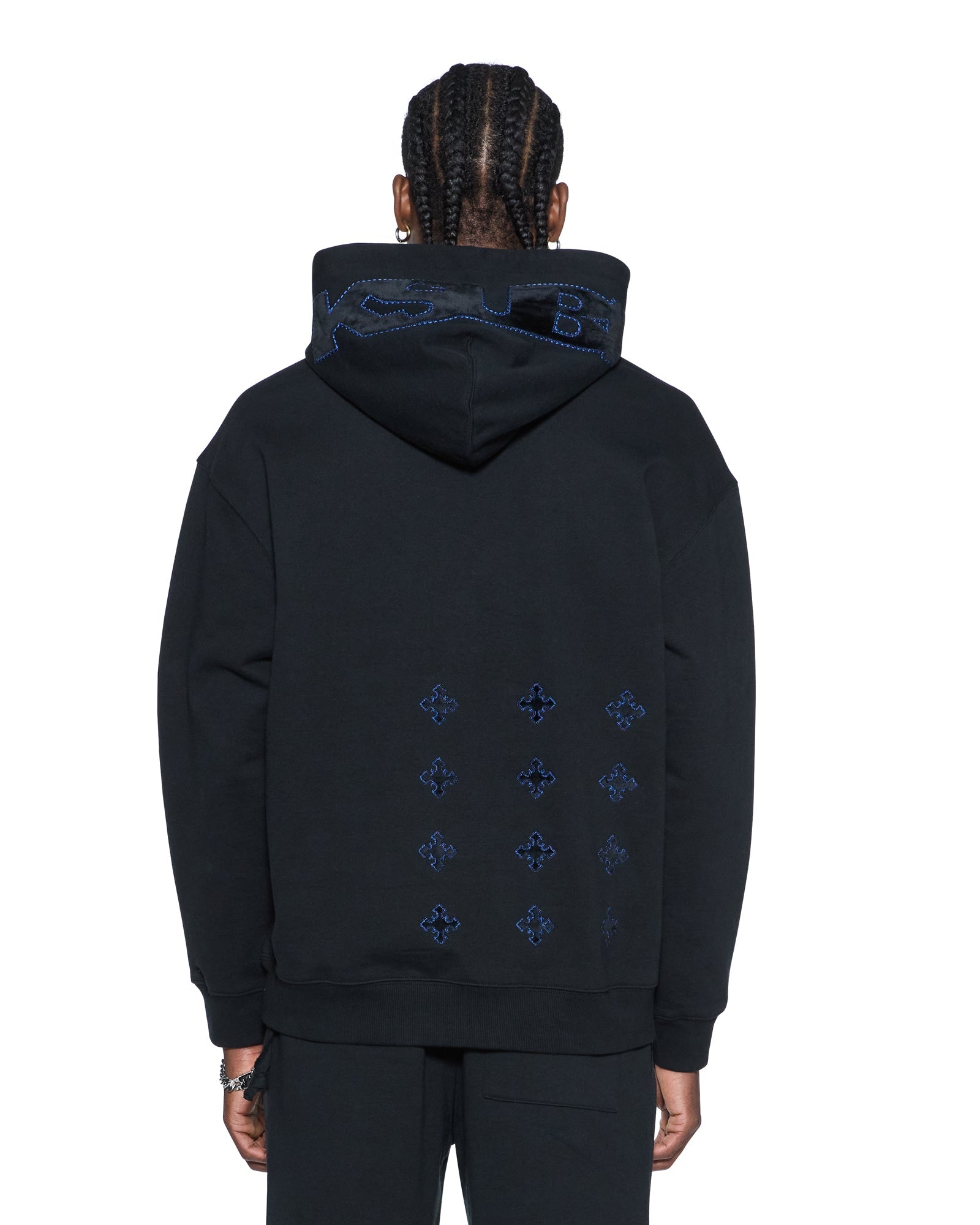 MENS 4X4 PAISE BIGGIE HOODIE COBALT BLACK FLEECE