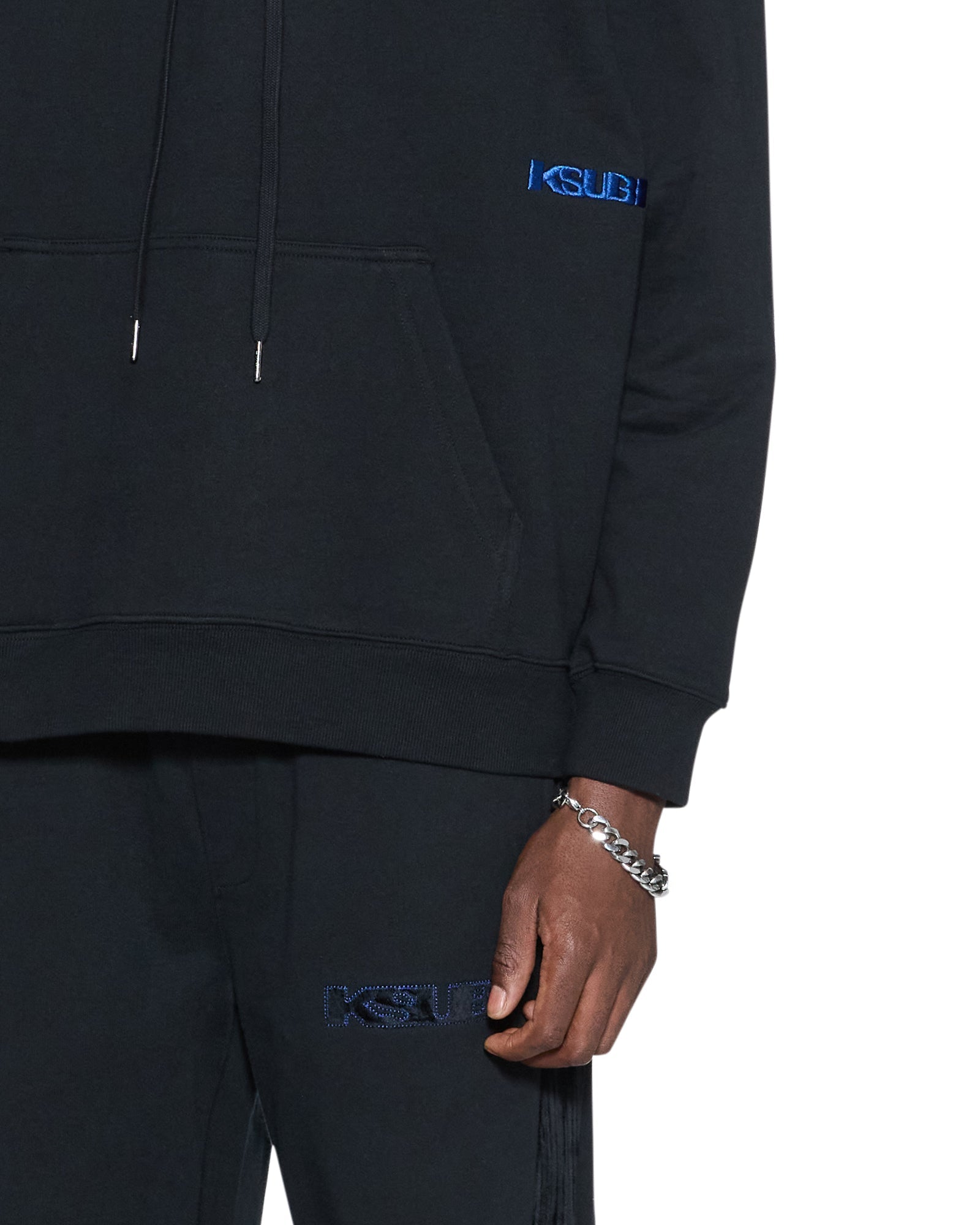 MENS 4X4 PAISE BIGGIE HOODIE COBALT BLACK FLEECE