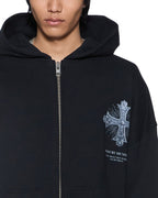 MENS FALSE IDOLS EKCESS ZIP HOODIE JET BLACK FLEECE
