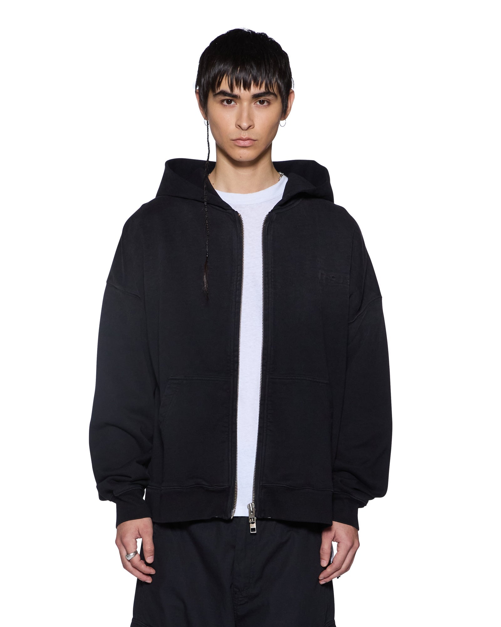 Mens Intruder Ekcess Zip Hoodie Jet Black Fleece | Ksubi ++