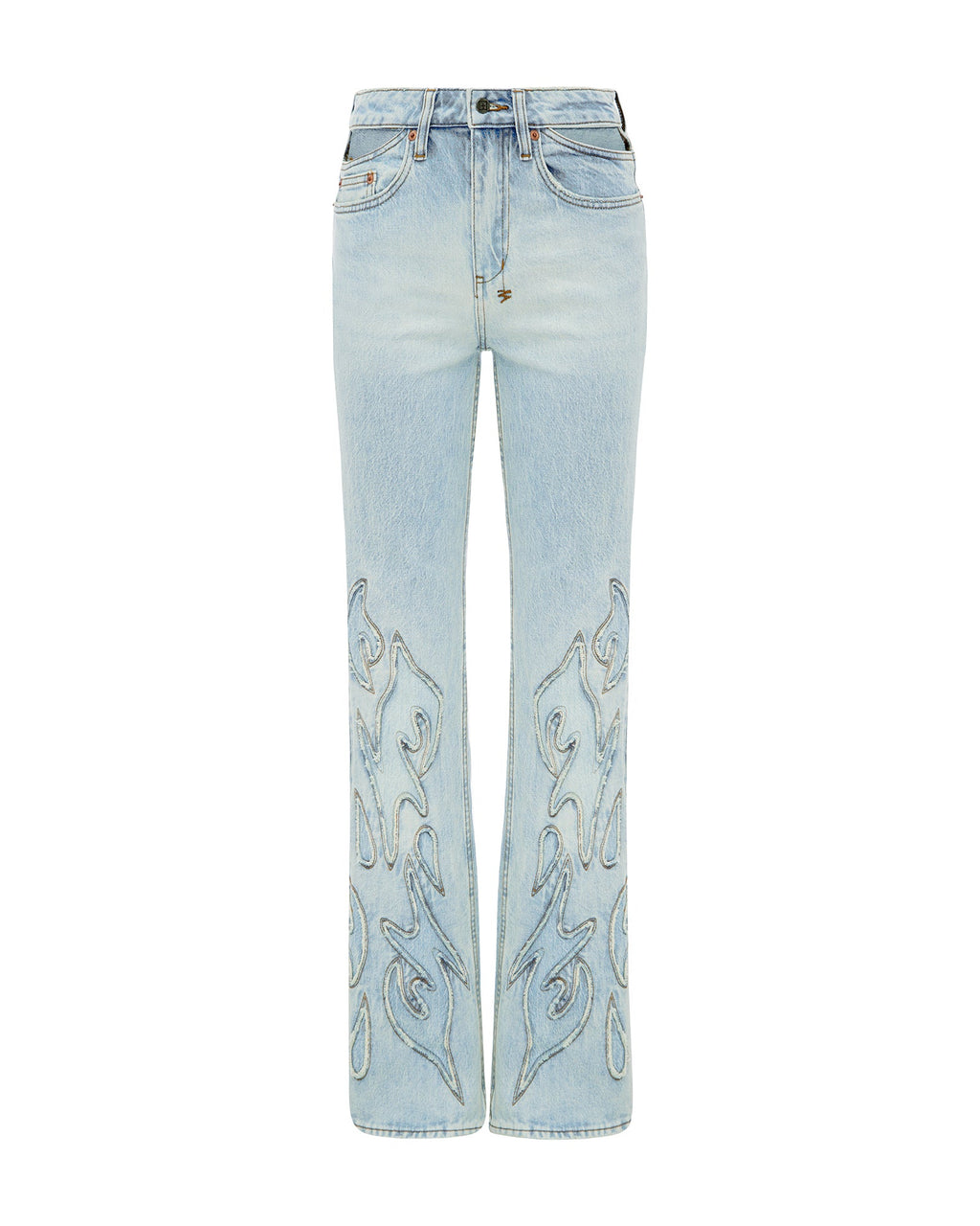 Womens Frontier Soho Paragon Patch Flare Denim Jeans - Denim