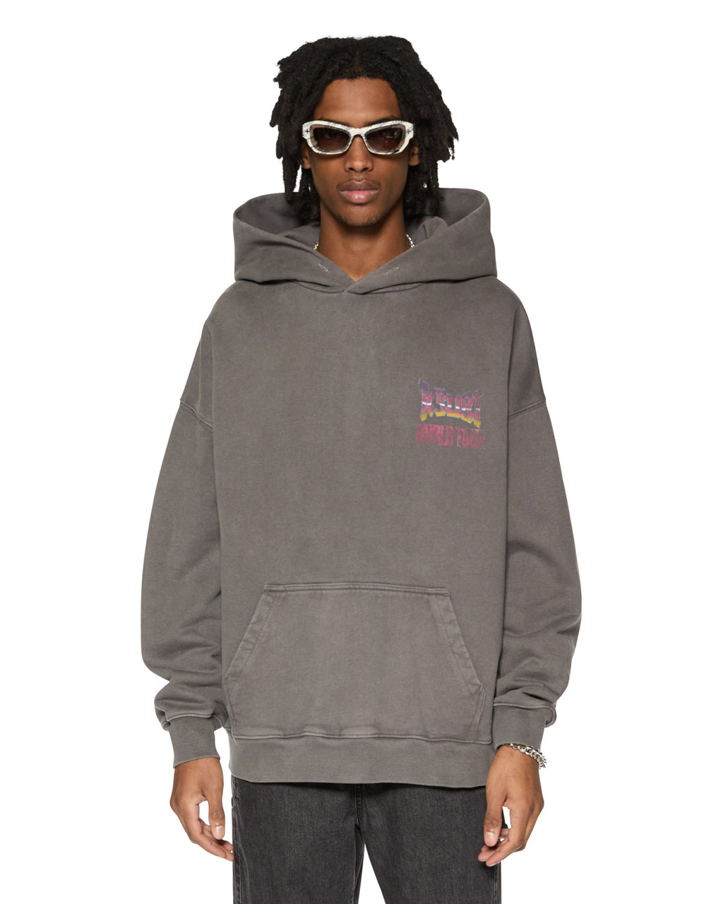 MENS GLOBAL EKCESS HOODIE CHARCOAL FLEECE
