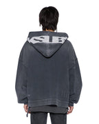 MENS ACE EKCESS ZIP THRU HOODIE BLACK FADE FLEECE