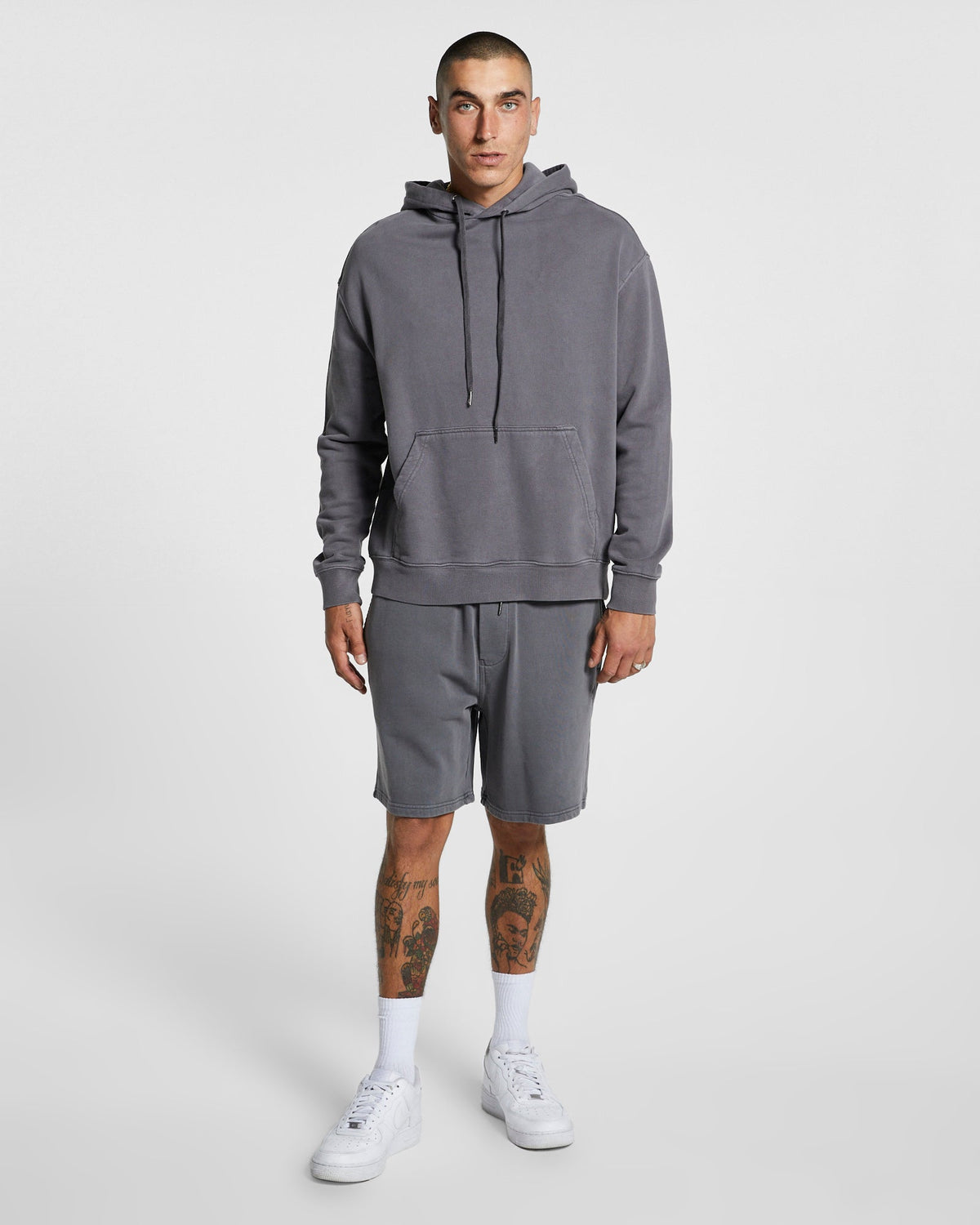MENS 4 X 4 BIGGIE HOODIE CHARCOAL FLEECE