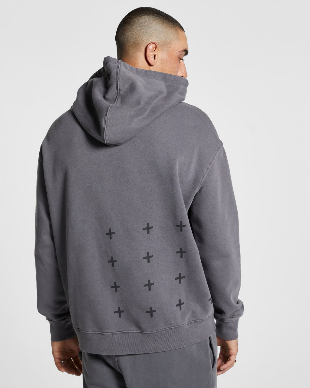 MENS 4 X 4 BIGGIE HOODIE CHARCOAL FLEECE