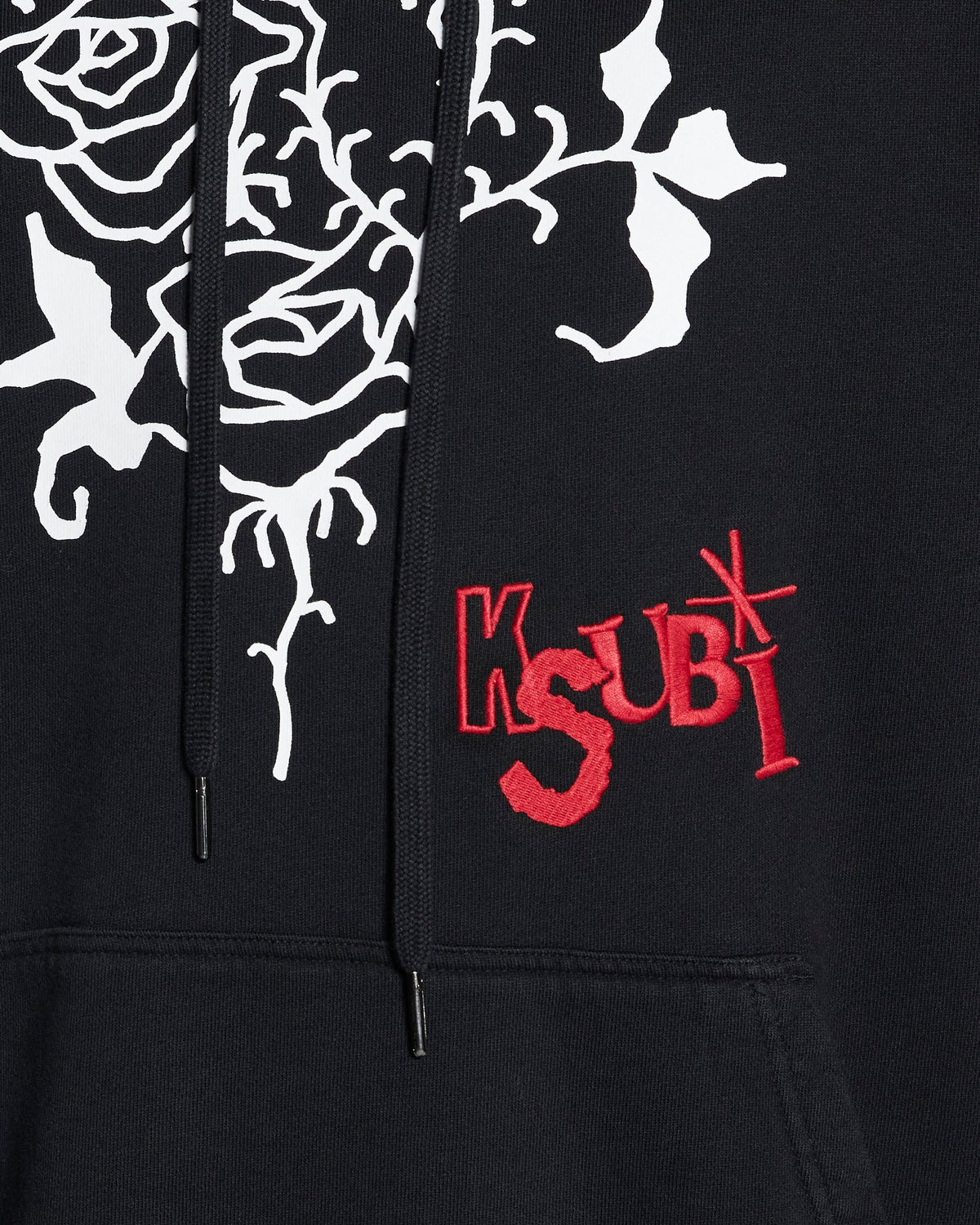 MENS ROSE BIGGIE HOODIE JET BLACK FLEECE
